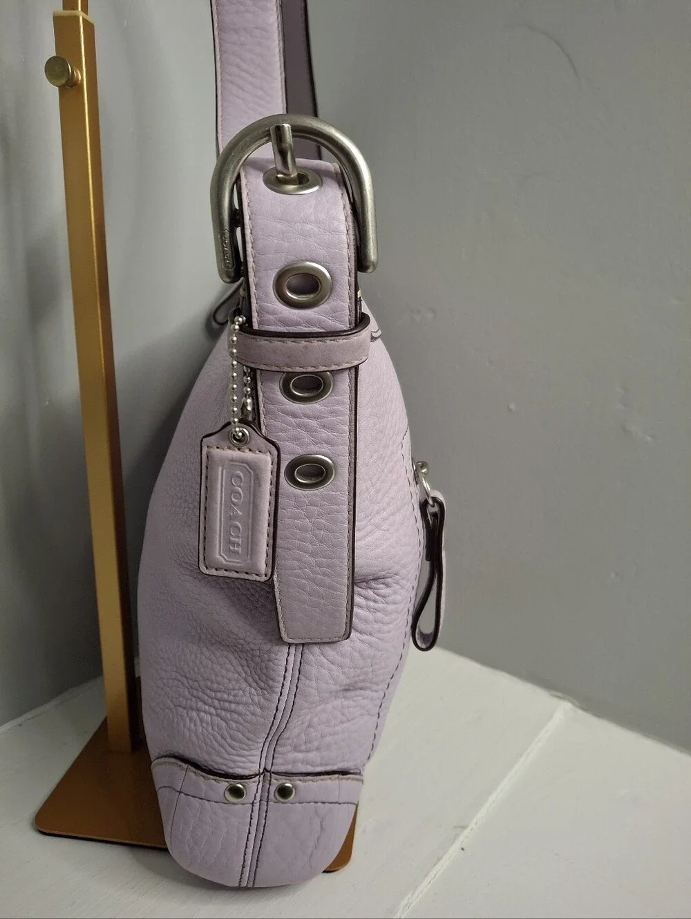 Coach Lavender Pebbled Leather Crossbody Shoulder Bag 2008 Y2K - Picture 3 of 8